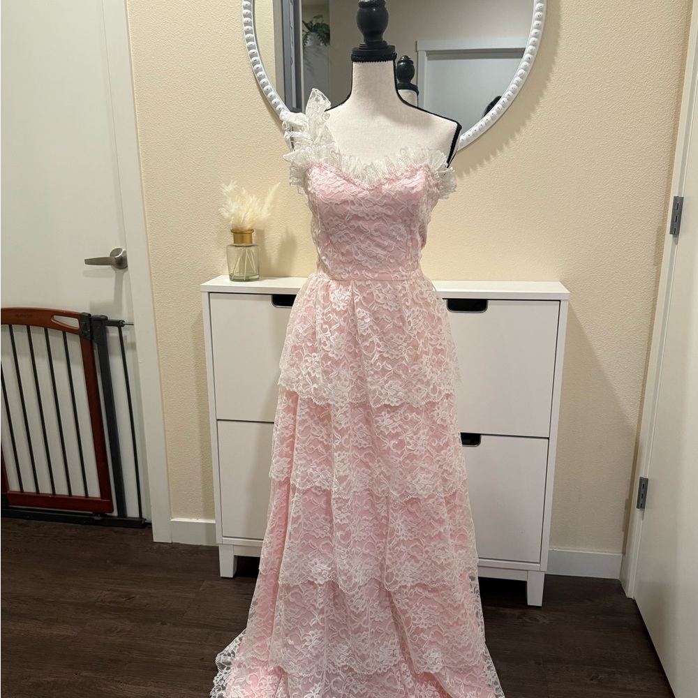 Vintage Alfred Angelo Pink Lace Dress